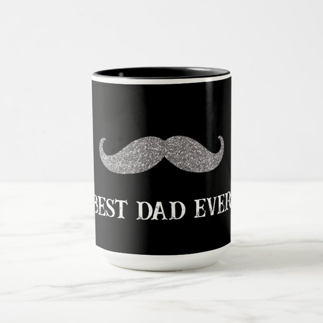 Black Silver Moustache Father's Day Mug (Center)