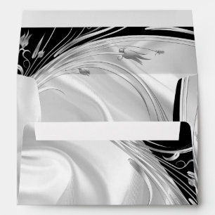 Black & Silver on Ivory Silk Wedding Envelopes