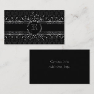 Black & Silver Ornate Gothic Monogrammed Business Card