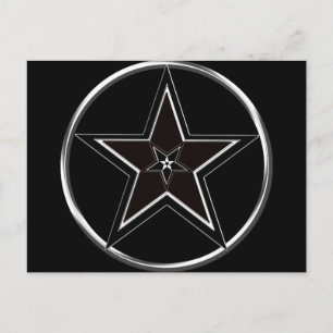 Black & Silver Pentacle with Inverted pentagram Postcard