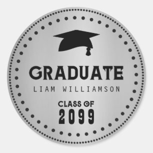 Black Silver Personalised Graduation Envelope Seal