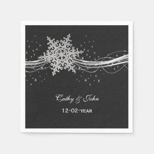 black Silver  personalised wedding napkin