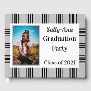 Black Silver Photo Graduation Party Guest Book