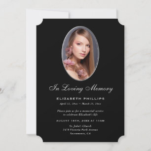 Black Silver Photo Memorial In Loving Memory Invitation