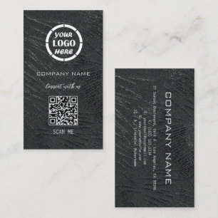 Black  Silver Professional Design Modern QR Code  Business Card