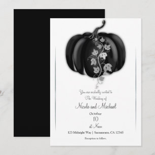Black & Silver Pumpkin Storybook Fall Wedding  Invitation