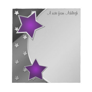 Black Silver Purple Stars Notepad