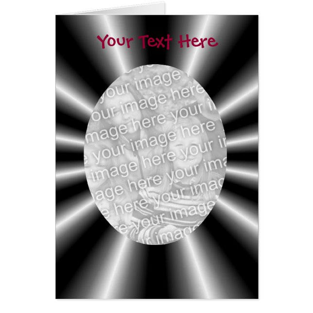 Black Silver Rays Design Your Photo Card (Front)