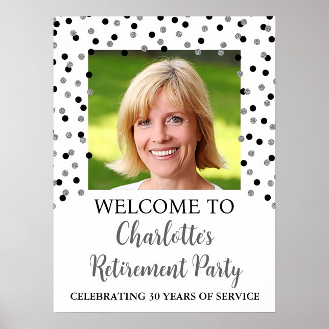 Black Silver Retirement Party Custom 18x24  Poster (Front)