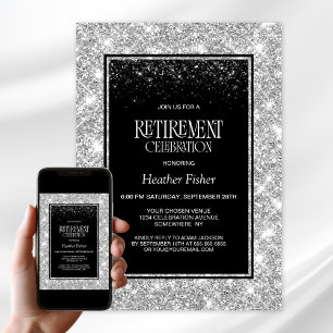 Black Silver Retirement Party Invitation