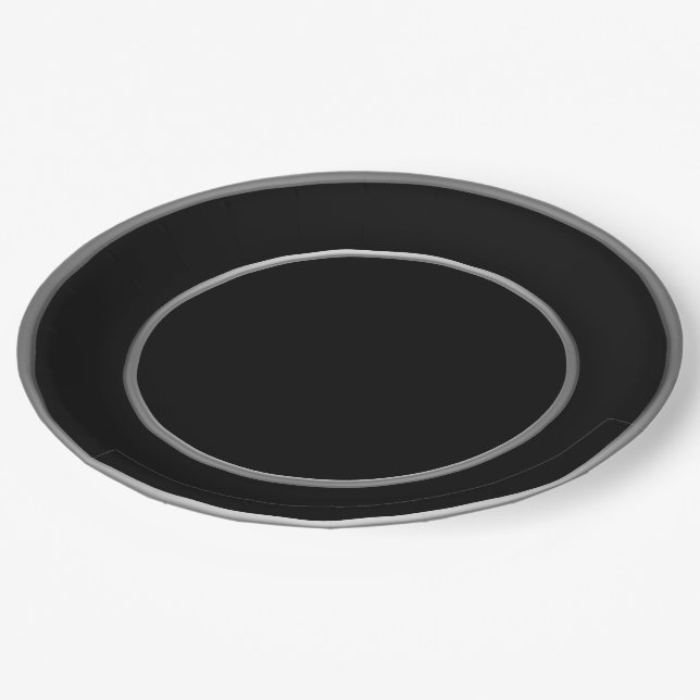 Black Silver Rim Paper Plate (Angled)