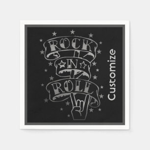 Black & Silver Rock & Roll Logo Napkin