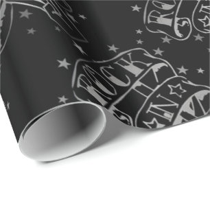 Black & Silver Rock & Roll Logo Wrapping Paper