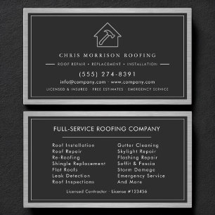 Black Silver Roofing Roofer Construction Services Business Card
