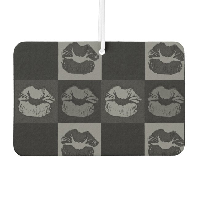 Black Silver Sassy Lips Car Air Freshener (Front)