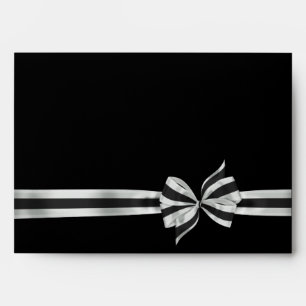 Black & Silver Satin Bow Elegant Black Envelope