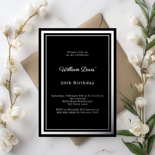 Black silver simple luxury birthday (Creator Uploaded)