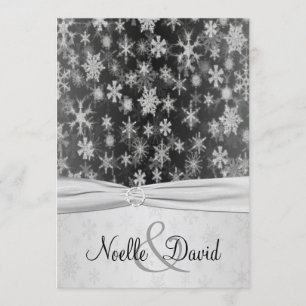 Black, Silver Snowflakes Wedding Invite