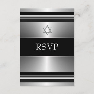 Black Silver Star of David Bar Mitzvah RSVP