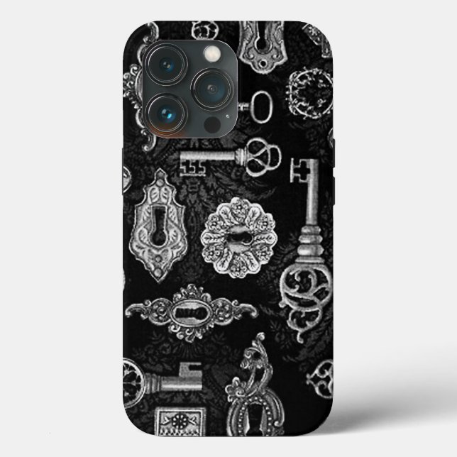 Black & Silver Steampunk Keys  Case-Mate iPhone Case (Back)