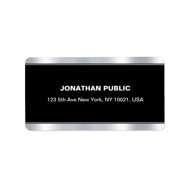 Black Silver Template Elegant Modern Glamour Label (Front)