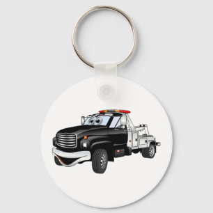 Black Silver Tow Truck Cartoon Key Ring