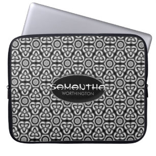 Black Silver Tribal pattern Laptop Sleeve