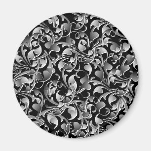 Black & Silver Twining Leaves Magnet