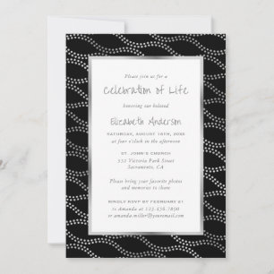 Black Silver Waves Photo Celebration of Life Invitation