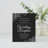 Black & Silver Wedding Reception BUDGET Invite