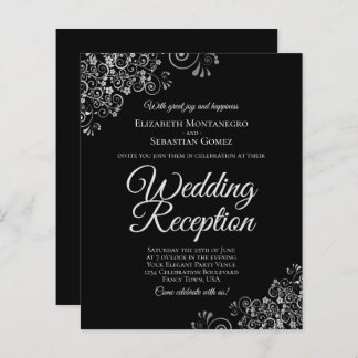 Black & Silver Wedding Reception BUDGET Invite