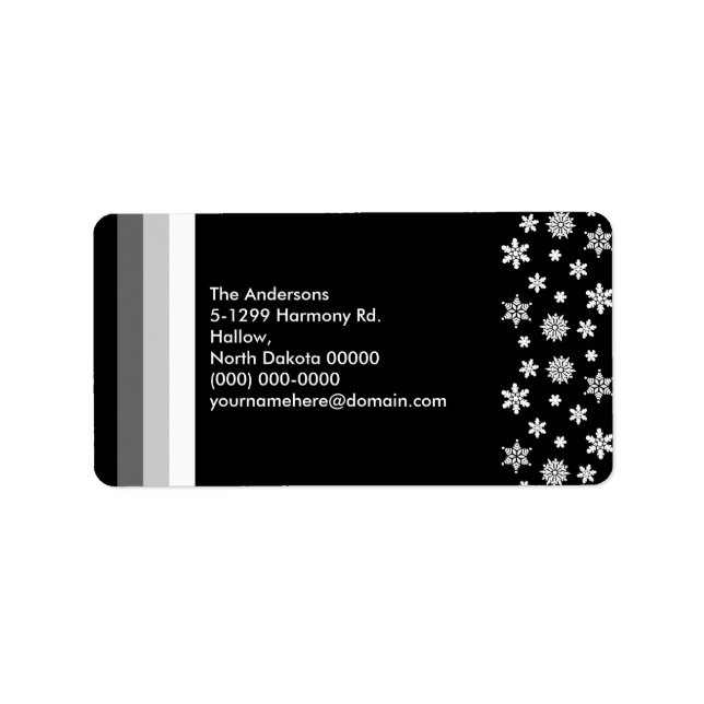 Black Silver White Christmas Address Label 1 (Front)