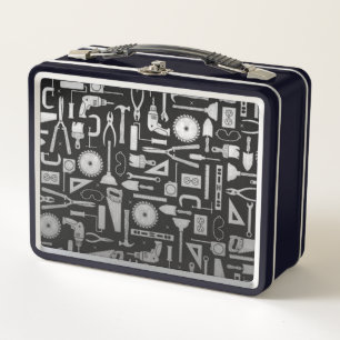 Black & Silver Workshop Tools Metal Lunch Box