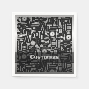 Black & Silver Workshop Tools Napkins