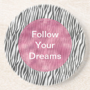 Black Silver Zebra Print Coaster