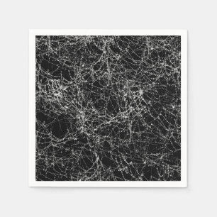 Black & Silvery Spider Webs Chic Halloween Party Napkin