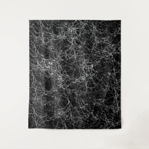 Black & Silvery Spider Webs Chic Halloween Party Tapestry