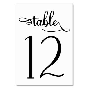 Black simple 3.5x5 table number   Table 12
