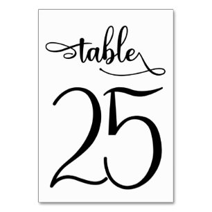 Black simple 3.5x5 table number   Table 25