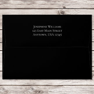 Black Simple A7 5x7 Return Address Envelope
