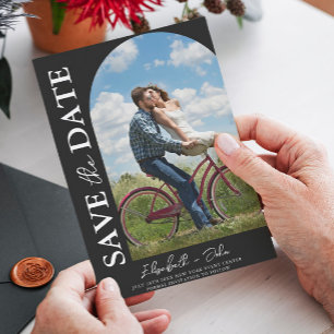 Black Simple Arch Photo Wedding Save the Date