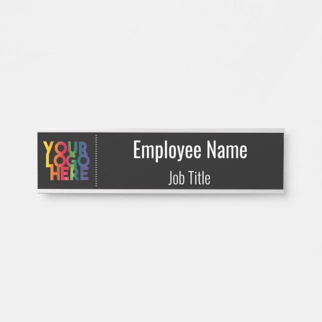 Black Simple Business Logo Black Background Door Sign (Front)