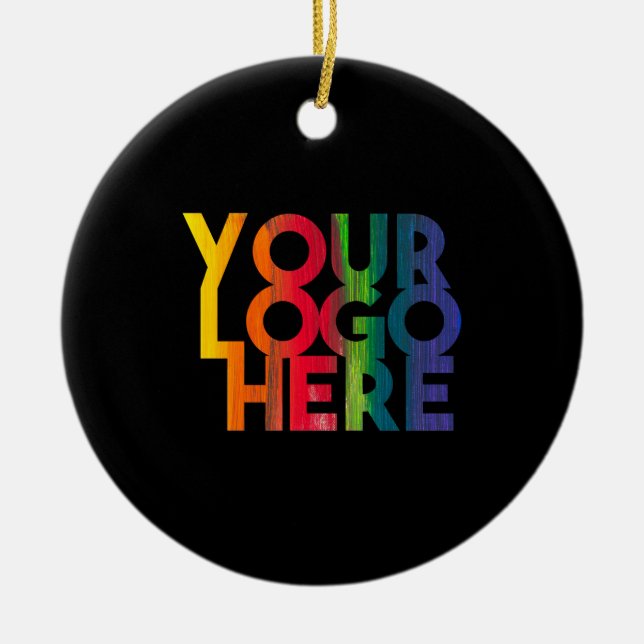Black Simple Business Logo Christmas Festive Ceramic Tree Decoration (Front)