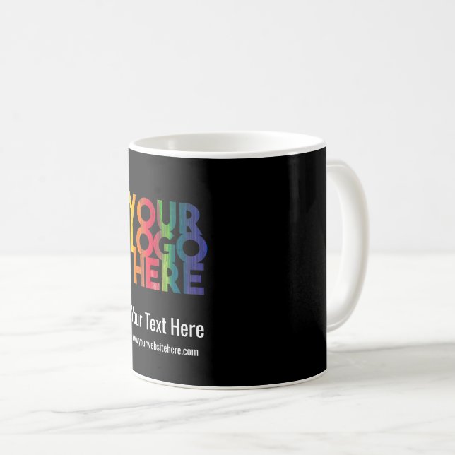 Black Simple Business Logo Coffee Mug (Front Right)