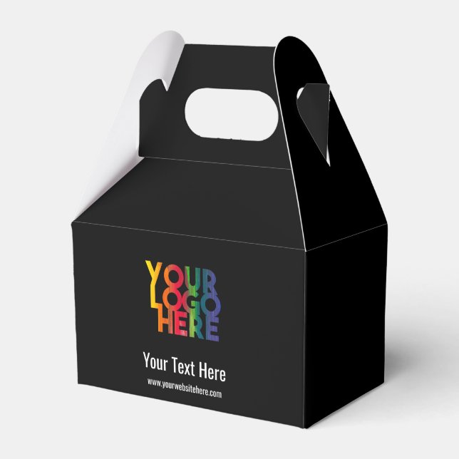Black Simple Business Logo Company Gift Favour Box (Front Side)