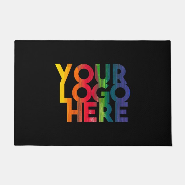 Black Simple Business Logo Doormat (Front)