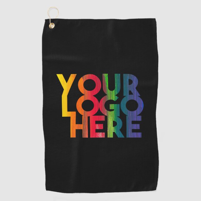 Black Simple Business Logo  Golf Towel (Front)