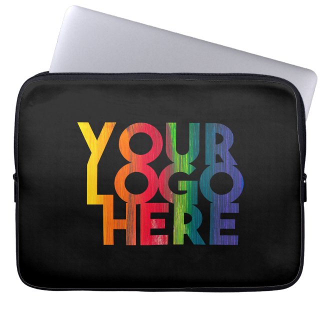 Black Simple Business Logo Laptop Sleeve (Front)