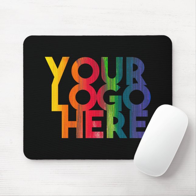 Black Simple Business Logo Mouse Mat (With Mouse)