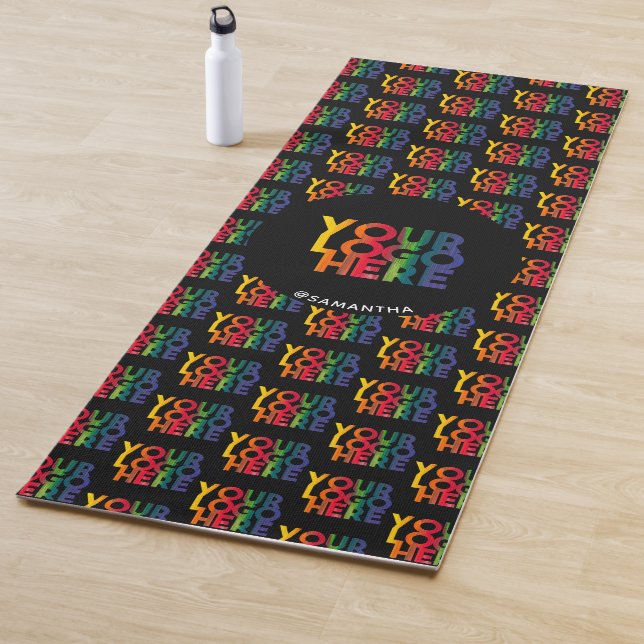 Black Simple Business Logo Pattern Custom Name Yoga Mat (In Situ)